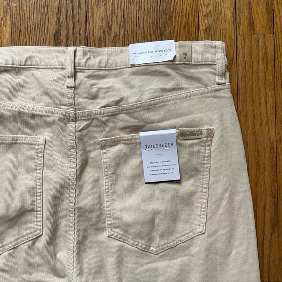 7 For All Mankind Ultra High Rise Skinny Boot Corduroy Pants Cream Size 34 NWT - Picture 5 of 8